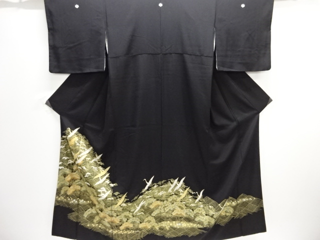 JAPANESE KIMONO / TOMESODE / EMBROIDERY / CRANES